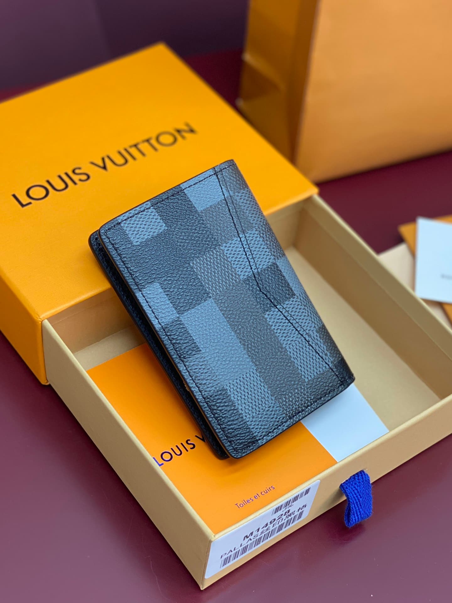 Louis Vuitton Pocket Organizer Damoflage Black coated canvas M14928 High