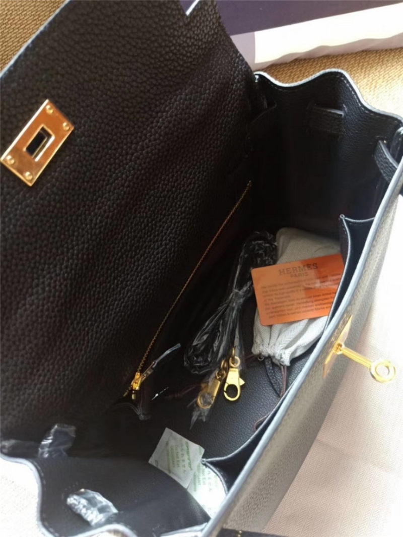 Hermes Kelly 25/28 Retourne Bag Calfskin In Black High