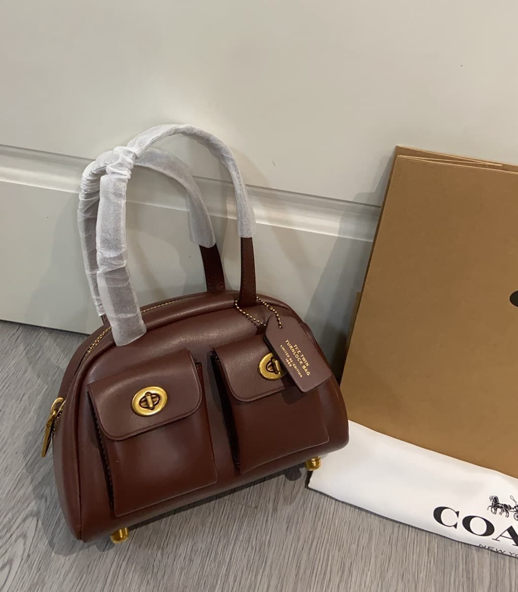 Coach Originals Twin Turnlock Bag 20 in Coffee Leather High