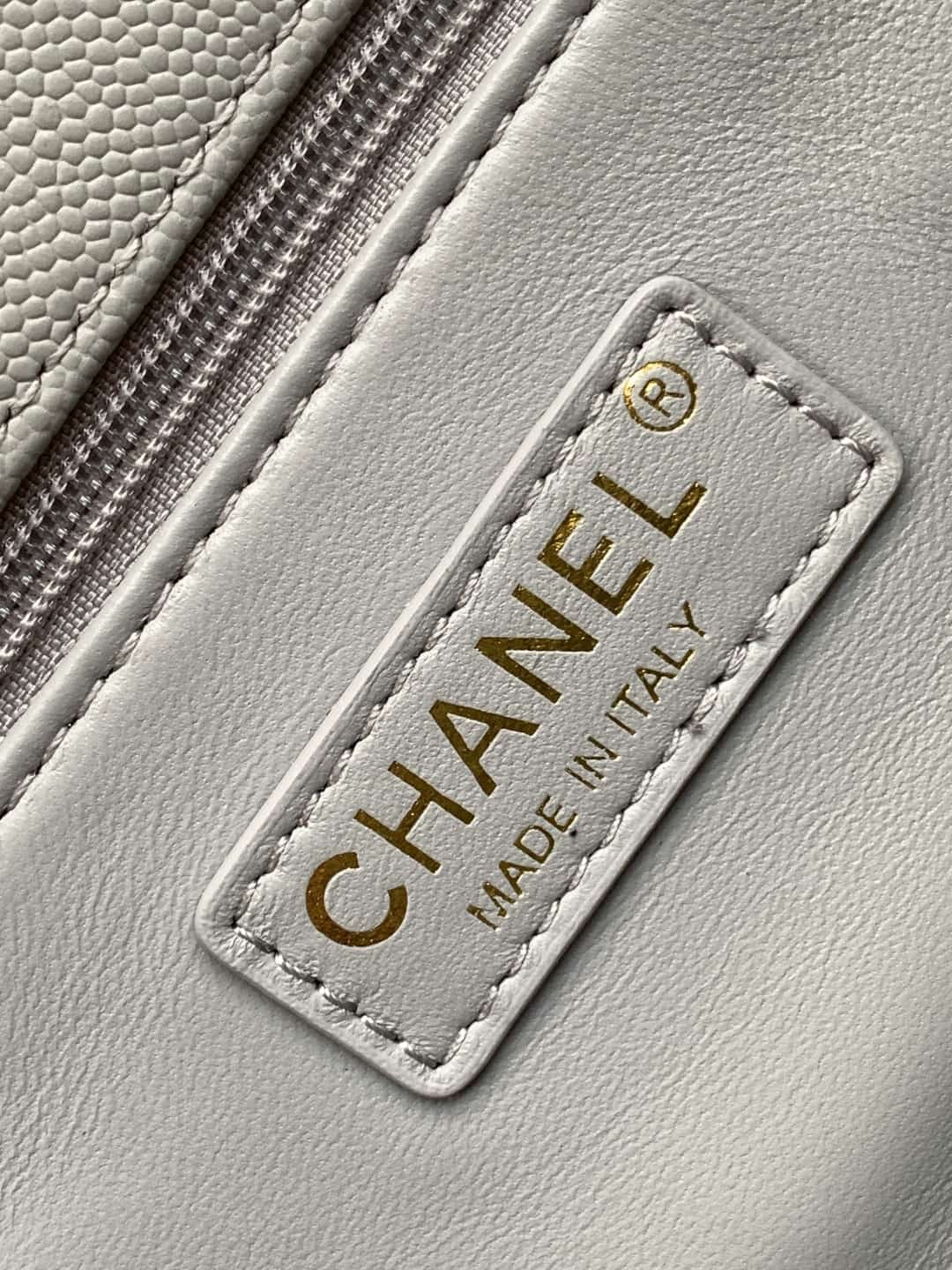 Medium FLAP BAG WITH TOP HANDLE Grained Calfskin A92991 Grey-binding Gold Metal A