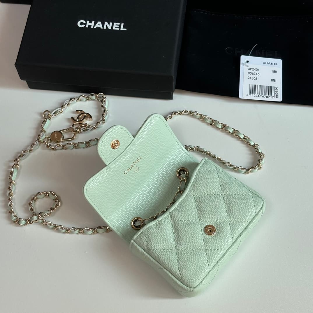 Chanel  Mini Flap Card Holder on Chain AP2401 A