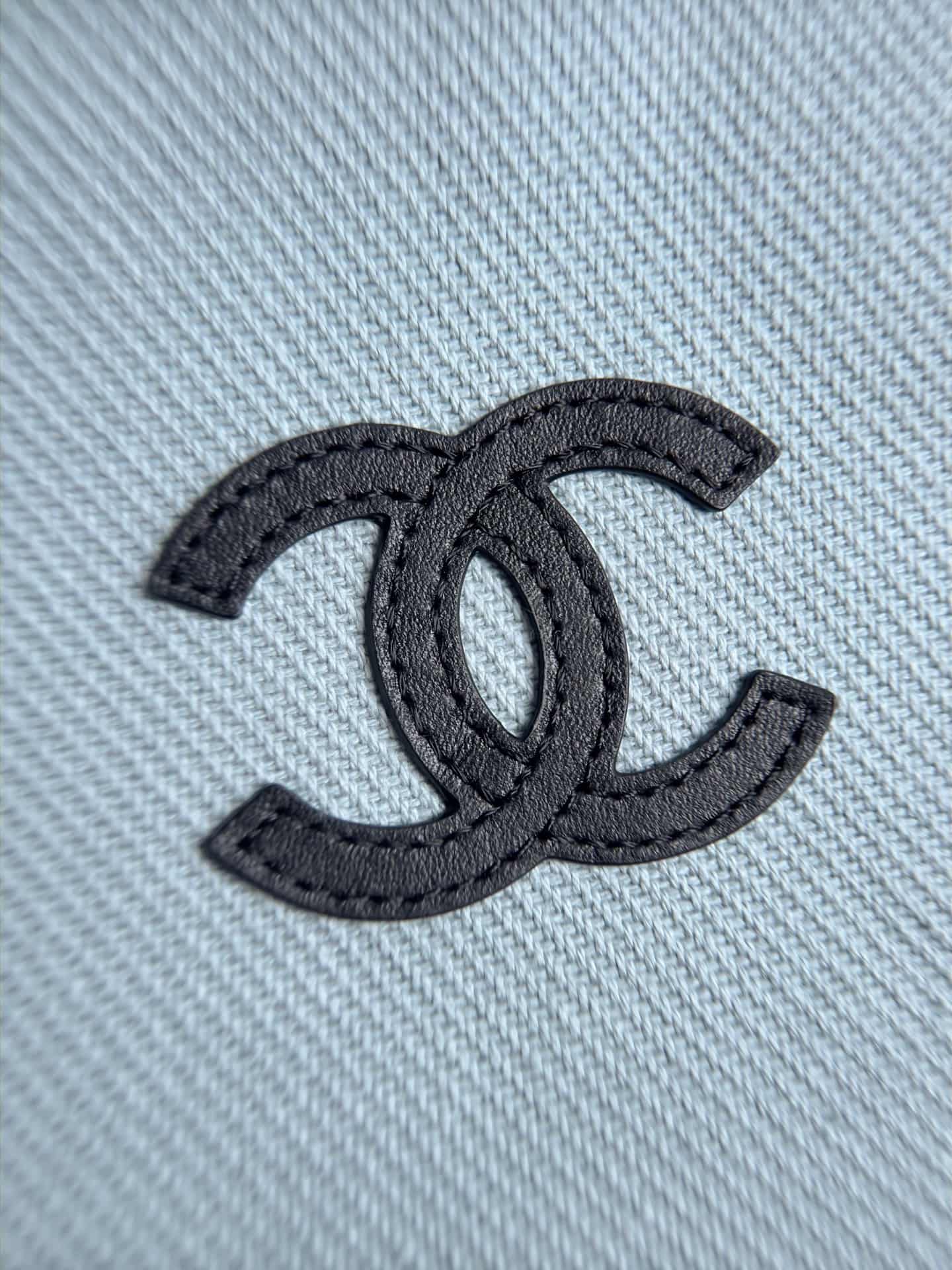 Chanel Large Zipped Pouch Canvas Calfskin & Silver-Tone Metal AP5267 Light Blue A