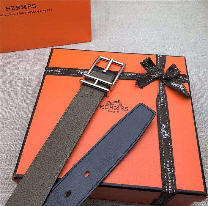 Hermes Nathan 32 reversible belt Togo Grey High