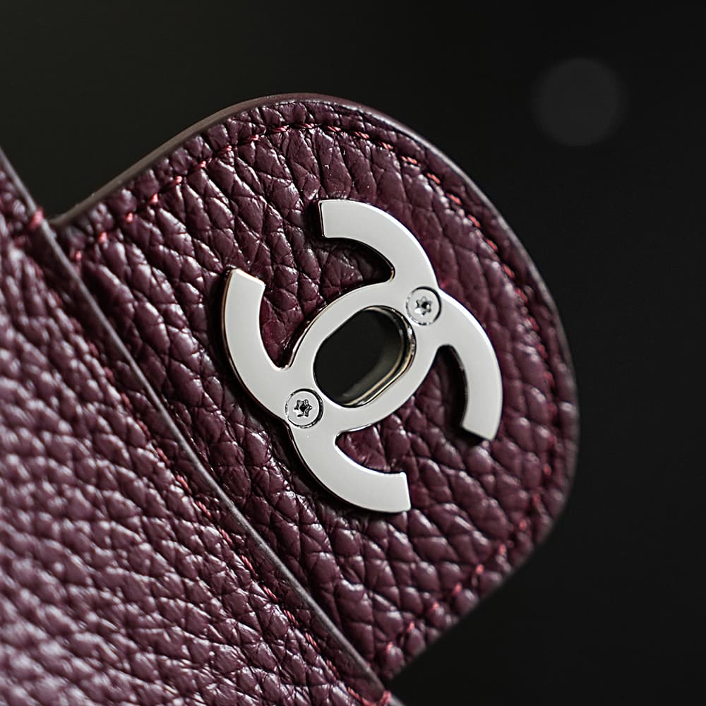 CHANEL Mini flap bag Grained Calfskin&Silver-tone metal Claret AS6573 A