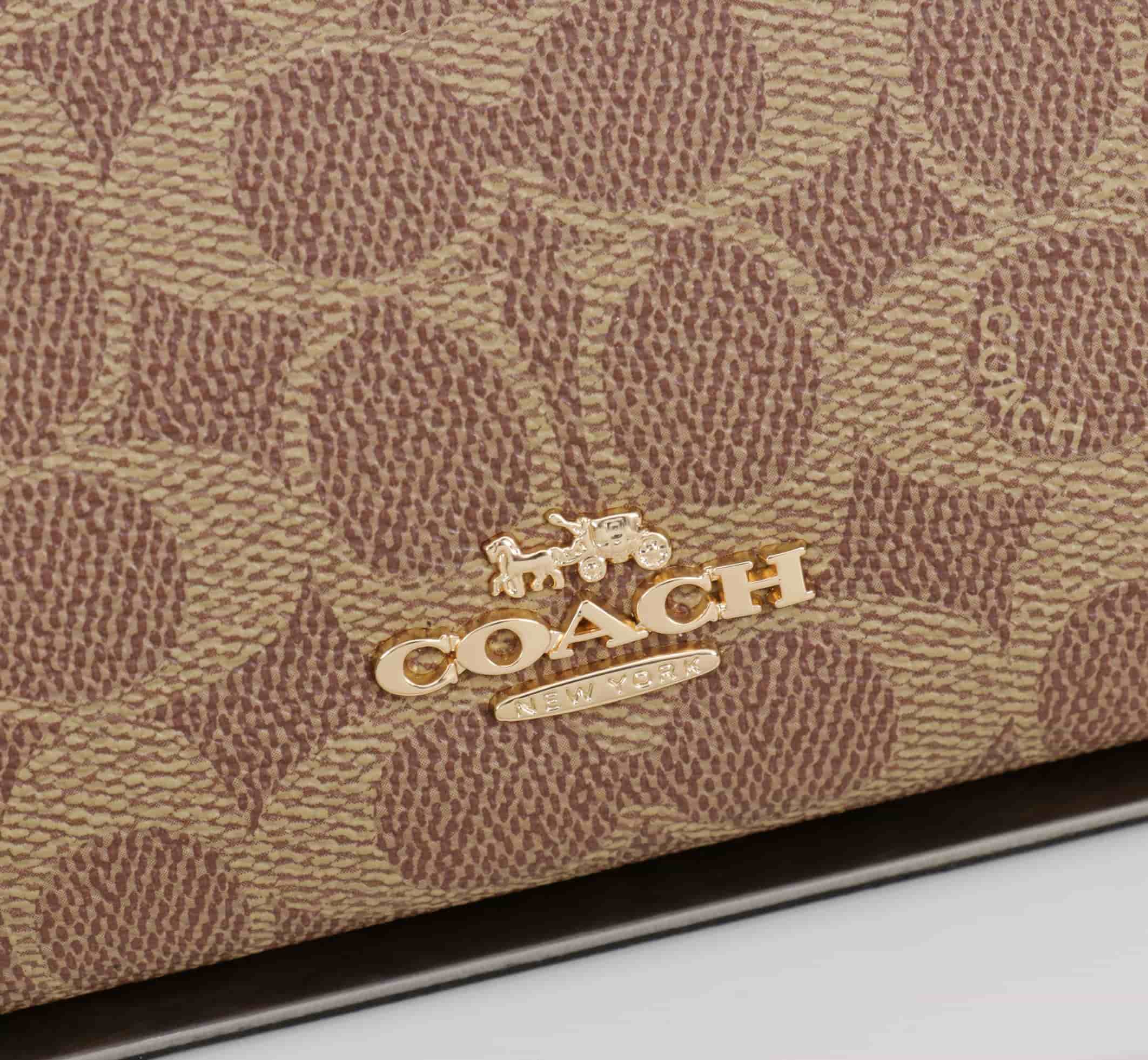 Coach Caitlin Shoulder Bag In Signature Canvas Gold/Tan/Brown High