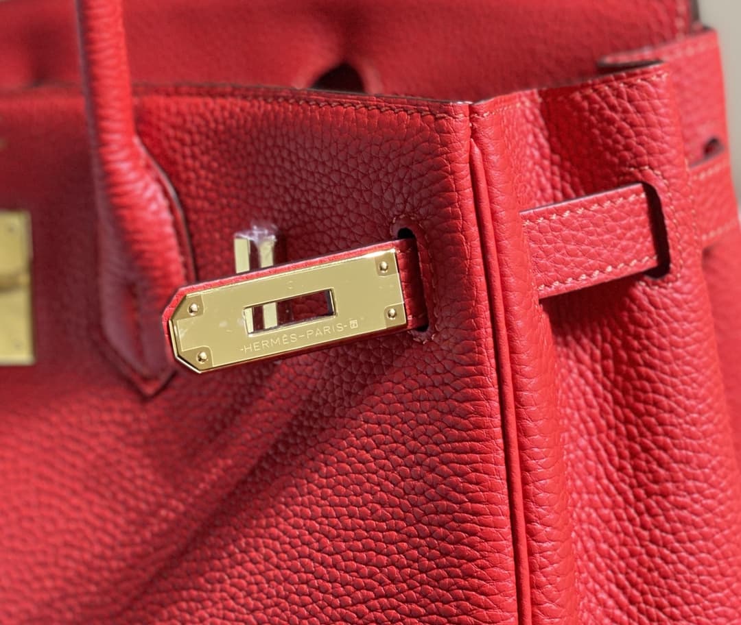 Hermes Birkin 25/30/35cm Bag Calfskin Silver/Gold Metal In Red High