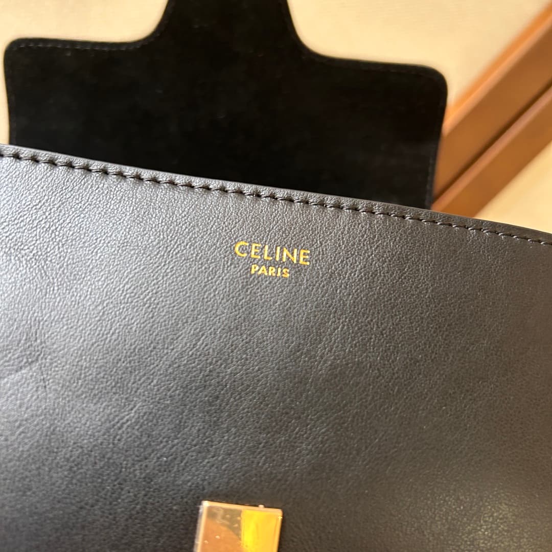 Celine Calfskin Small 16 Bag in Black High