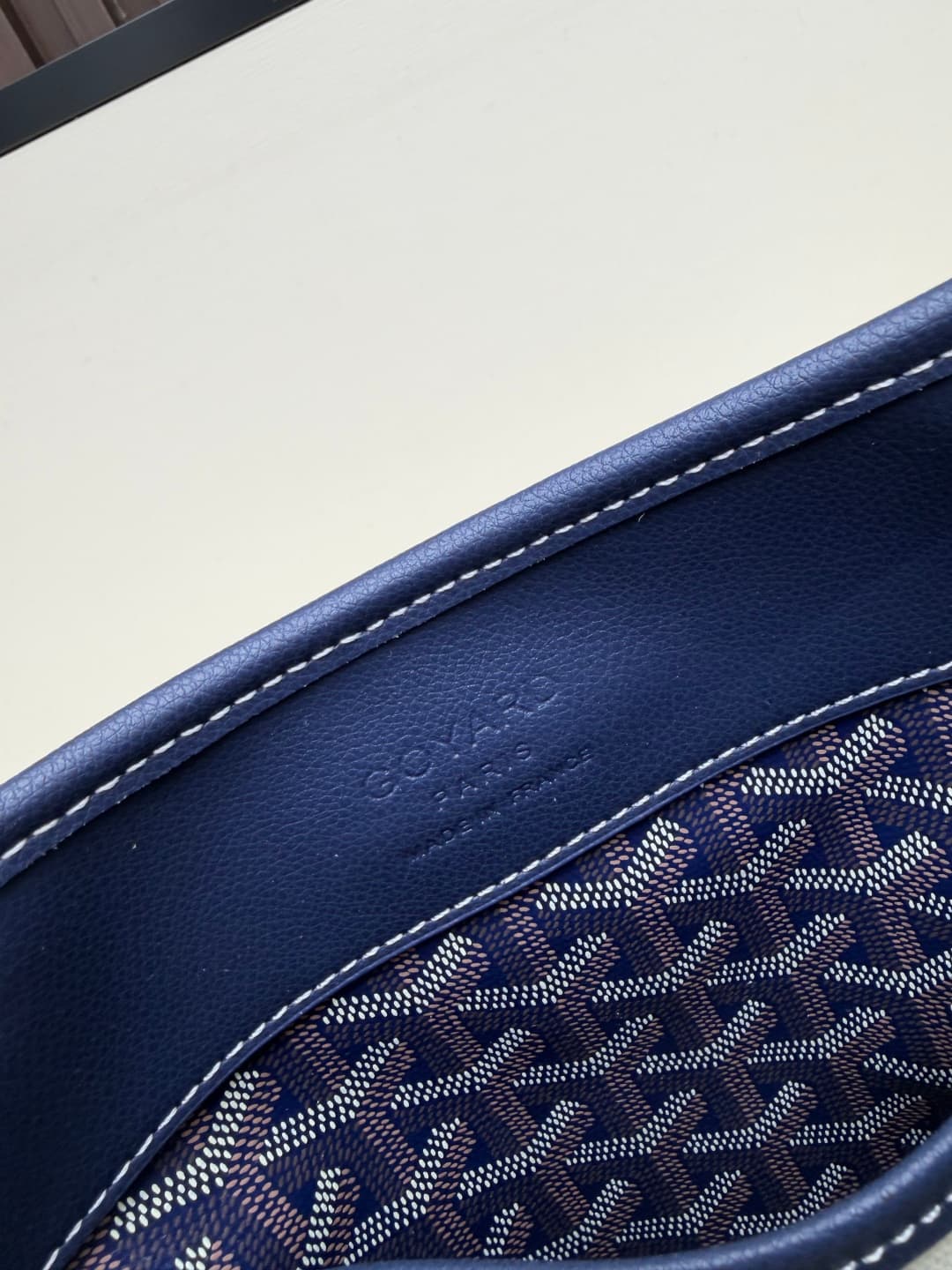 Goyard Musette PM bag in navy blue Goyardine canvas Mid