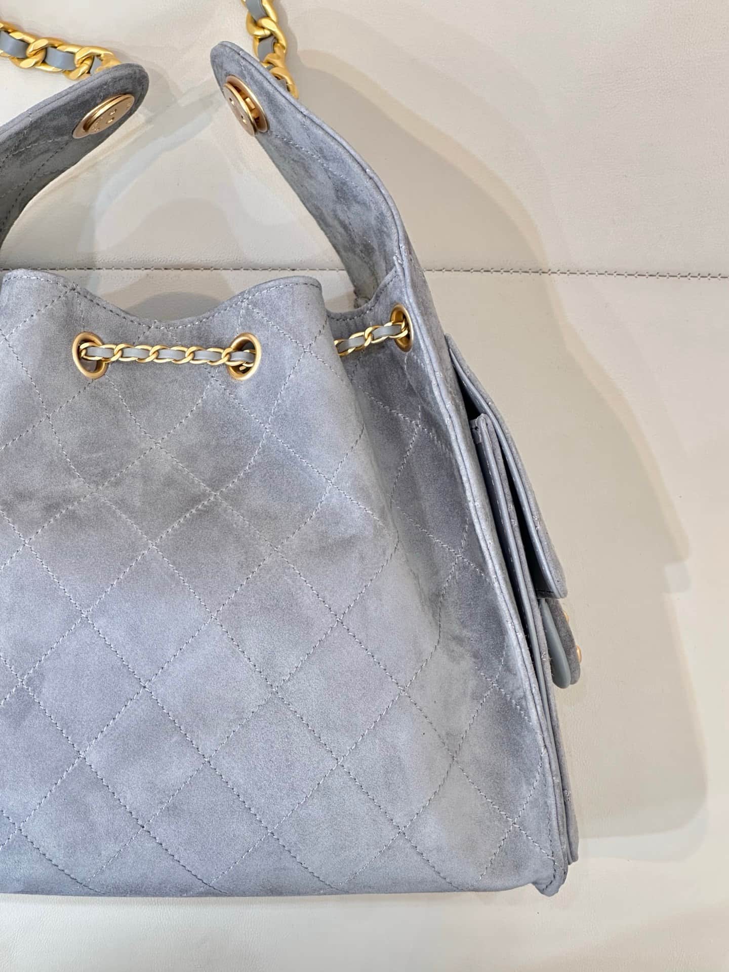 Chanel 25 Small Hobo handbag AS5293 Suede &Gold-tone Metal Grey TOP