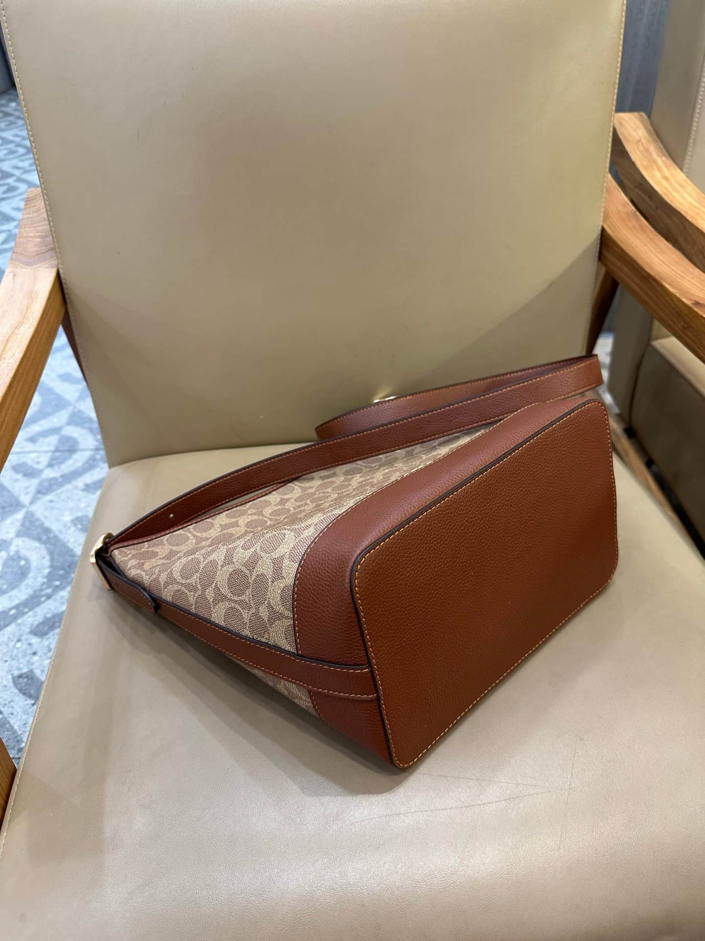 Coach Jude Duffle Bag in Signature Canvas with Tan/Brown Leather High