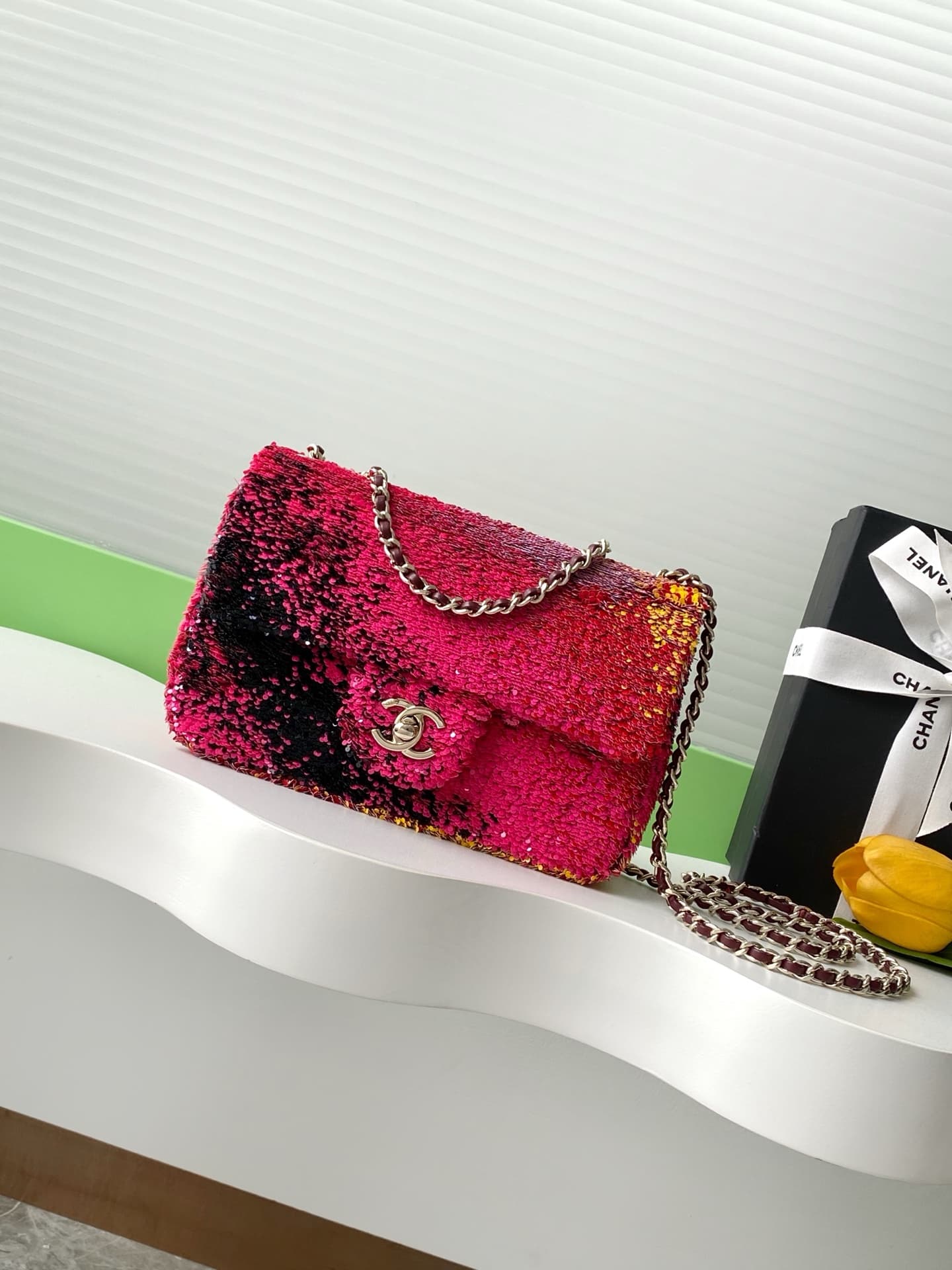 Chanel Flap Bag Sequins & Gold-Tone Metal AS4561  A
