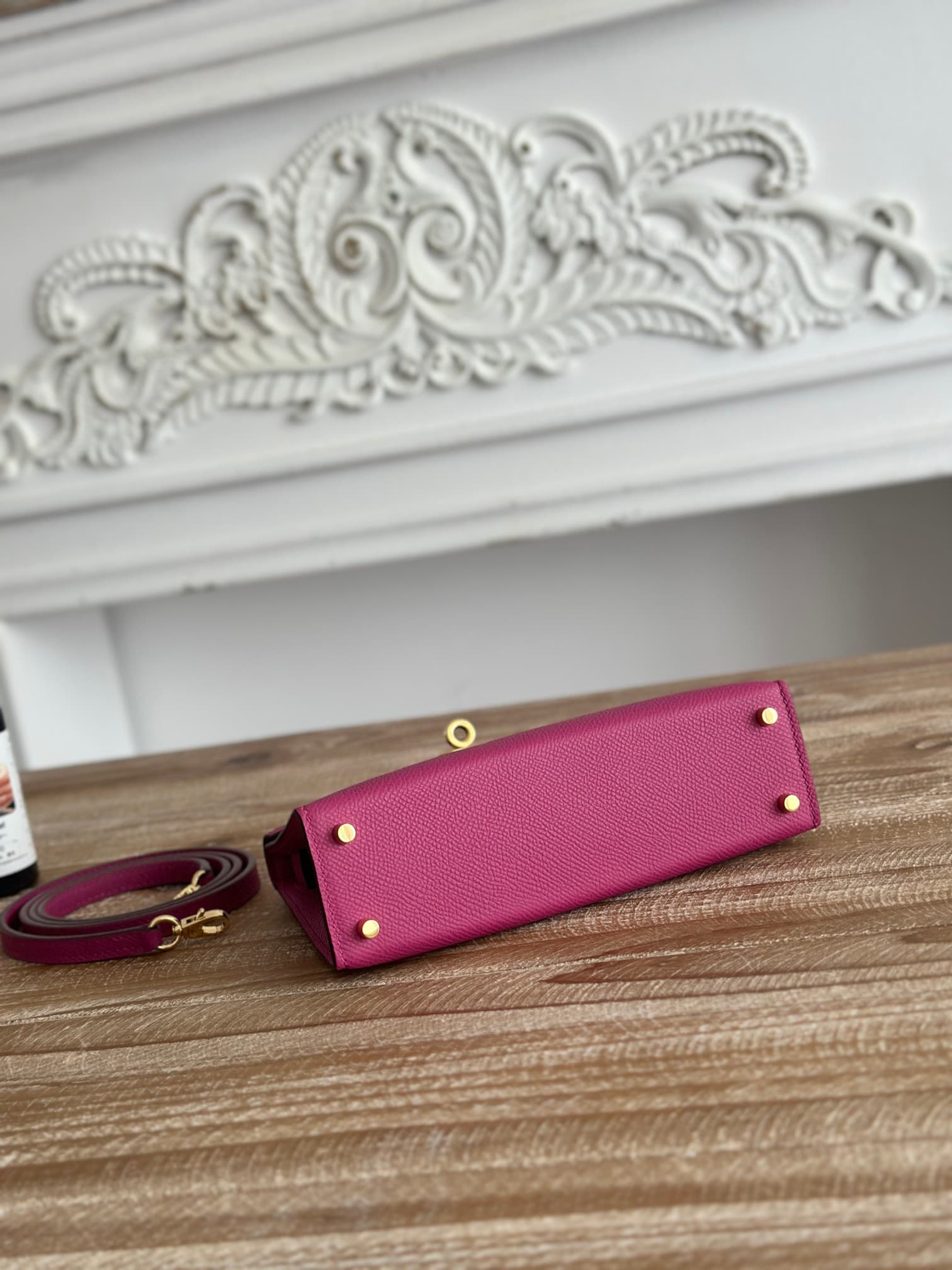 Hermes Kelly Mini II Bag Epsom Leather WAX Rose Pourpre High