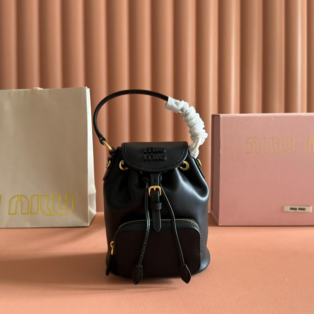 Miu Miu Calfskin Leather backpack Black 5BZ045 High