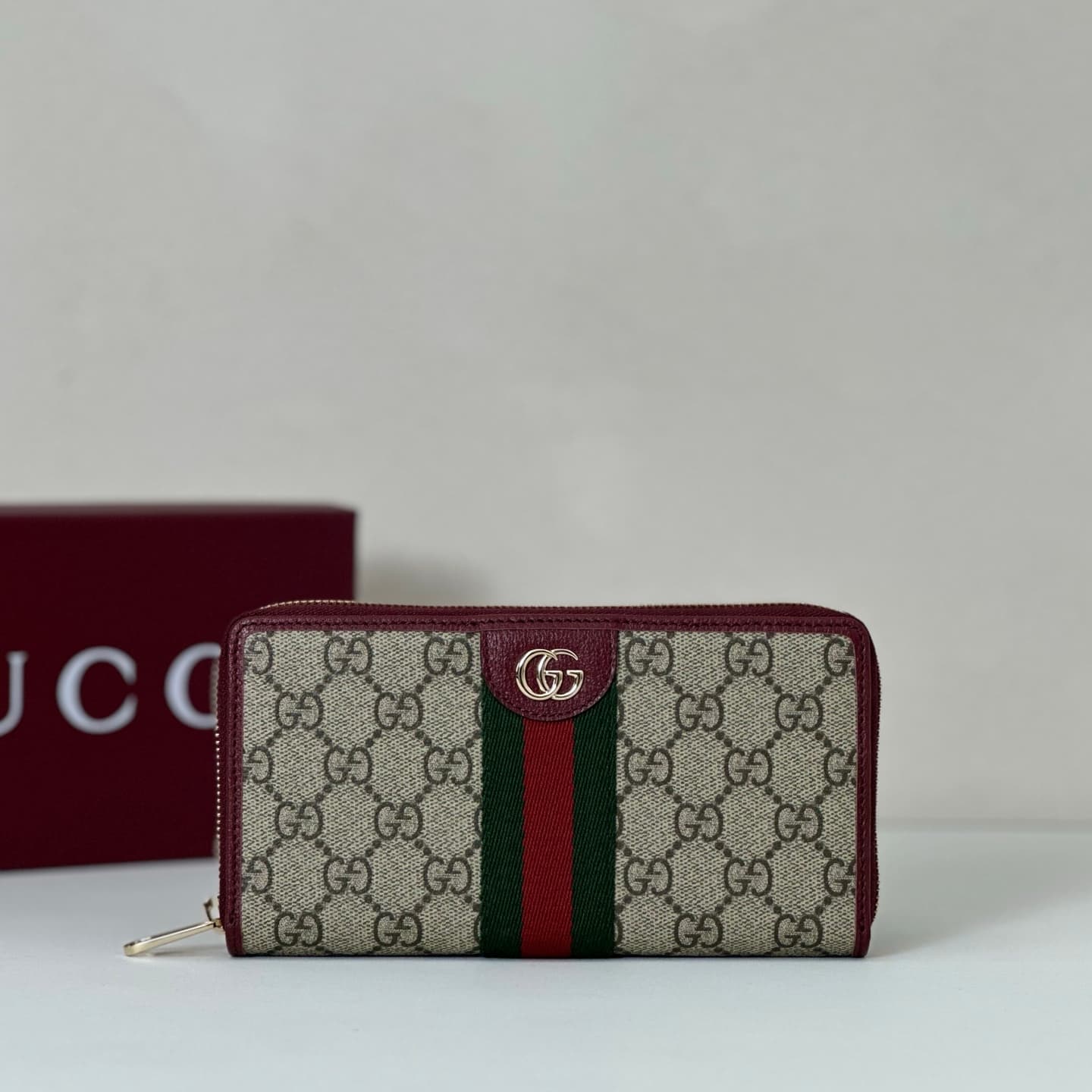 Gucci Ophidia zip around wallet Burgundy ‎838484 High