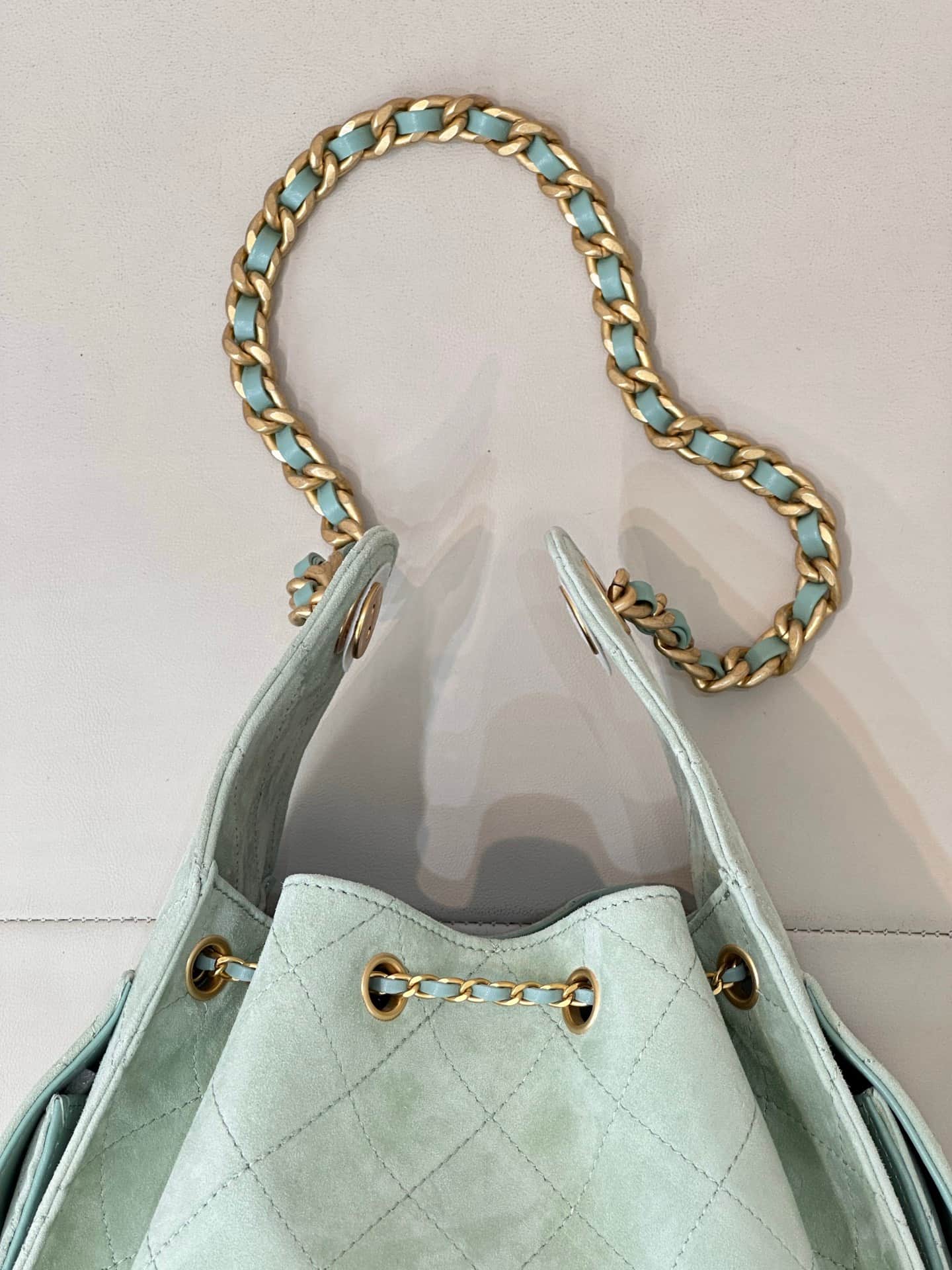 Chanel 25 Small Hobo handbag AS5293 Suede &Gold-tone Metal Green TOP
