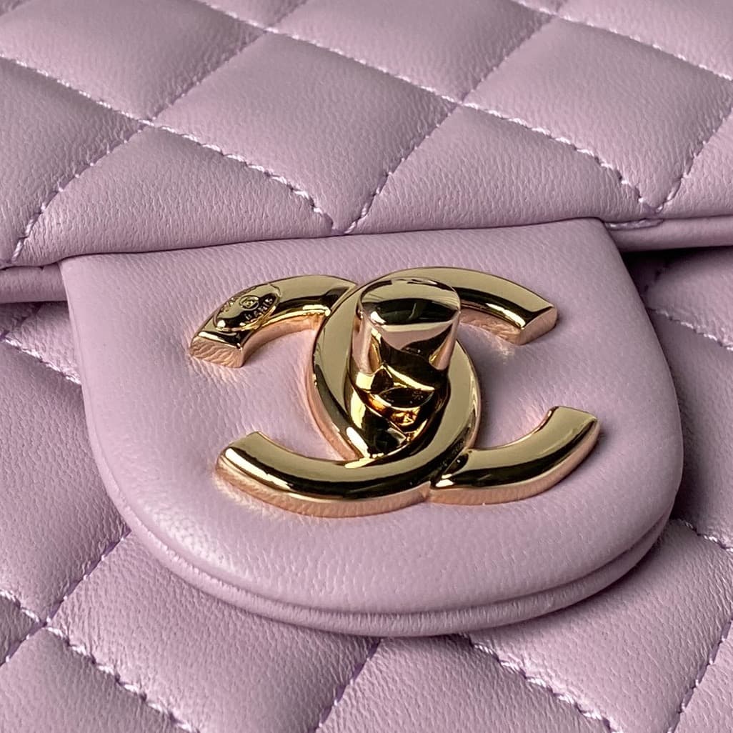 Chanel Classic Flap Bag Lambskin & Gold-Tone Metal AS5756 Light Purple High
