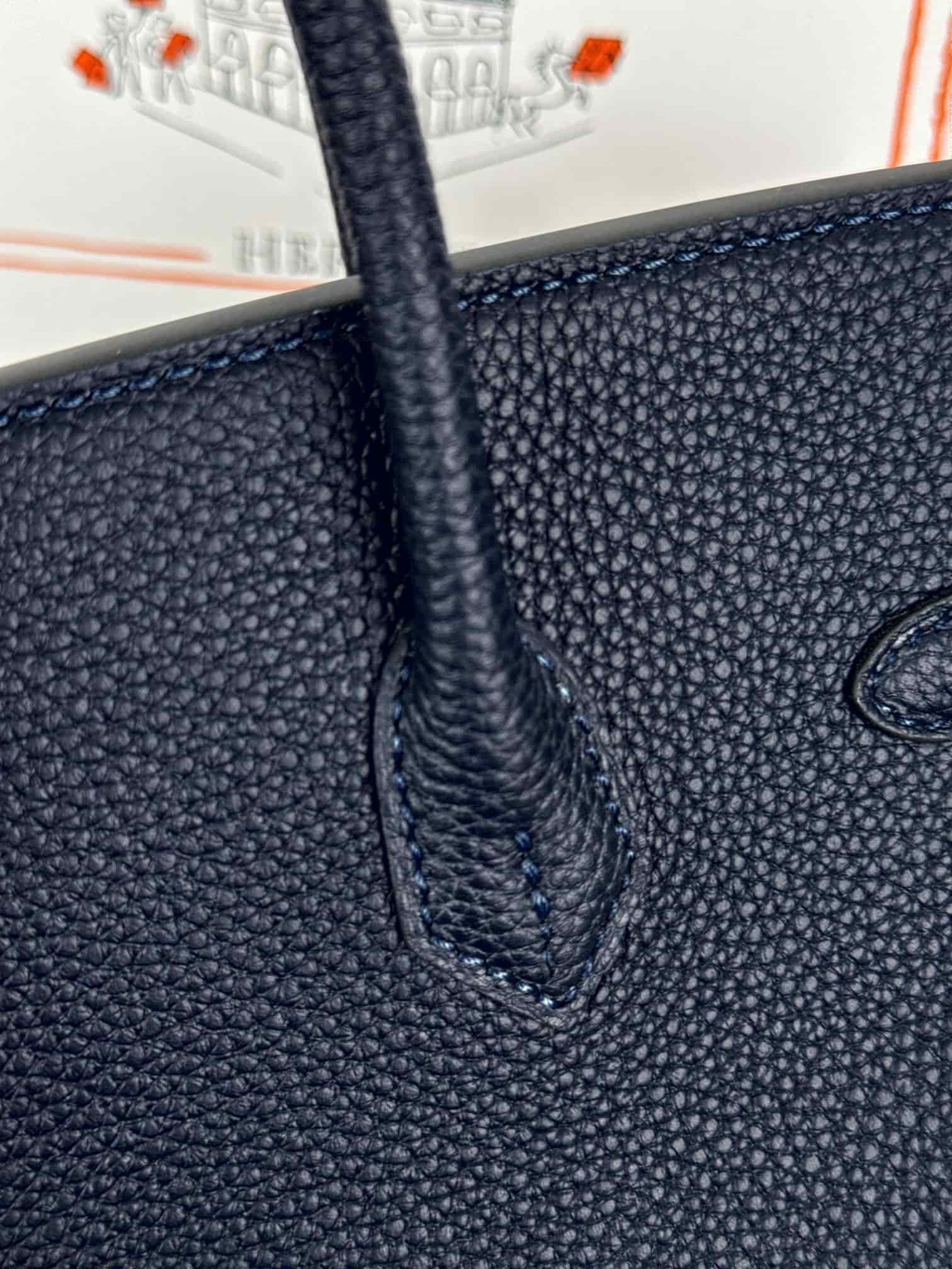 Hermes Birkin 25/30 Bag Togo Calfskin Leather Bleu Obscur High