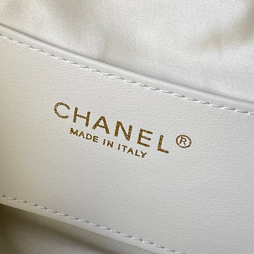 Chanel Hobo Handbag Calfskin & Gold-Tone Metal AS5976 White A