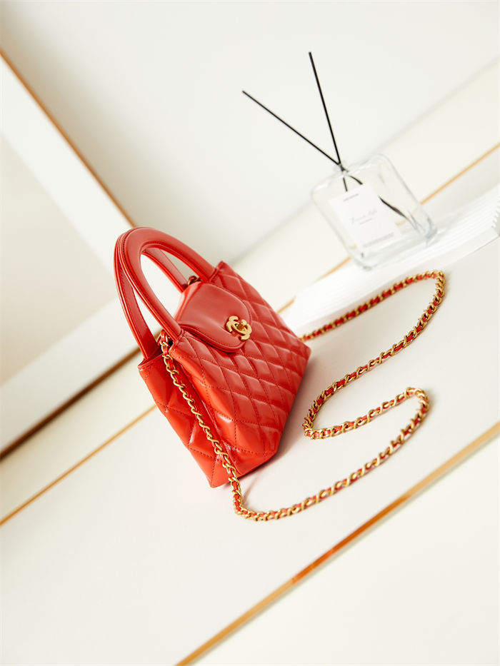 Chanel MINI SHOPPING BAG AS4416 Shiny Aged Calfskin & Gold-Tone Metal Orange A