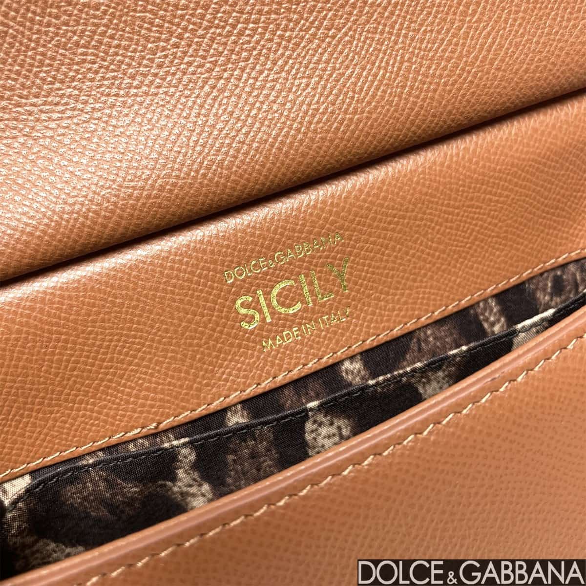 Dolce & Gabbana Miss Sicily top handle bag calfskin leather Caramel High