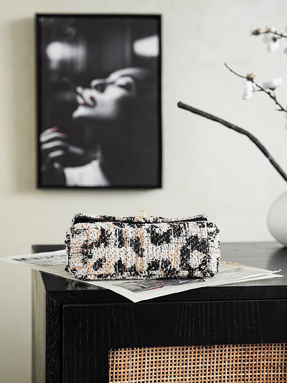 Chanel Maxi Flap bag Leopard Print Tweed & Gold-Tone Metal AS6627 A