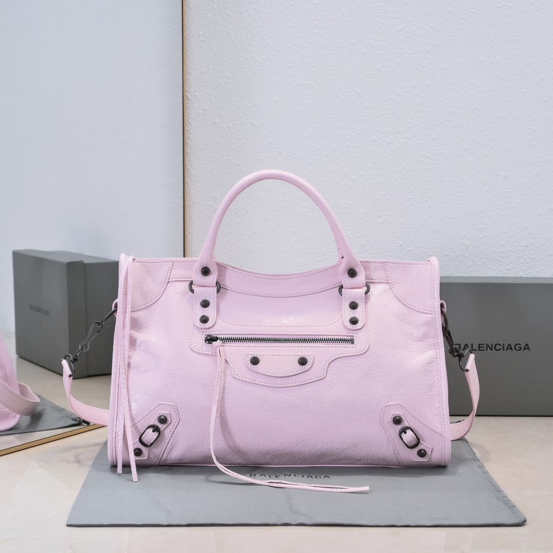 WOMEN'S LE CITY Medium Bag Black Metal Light Pink High