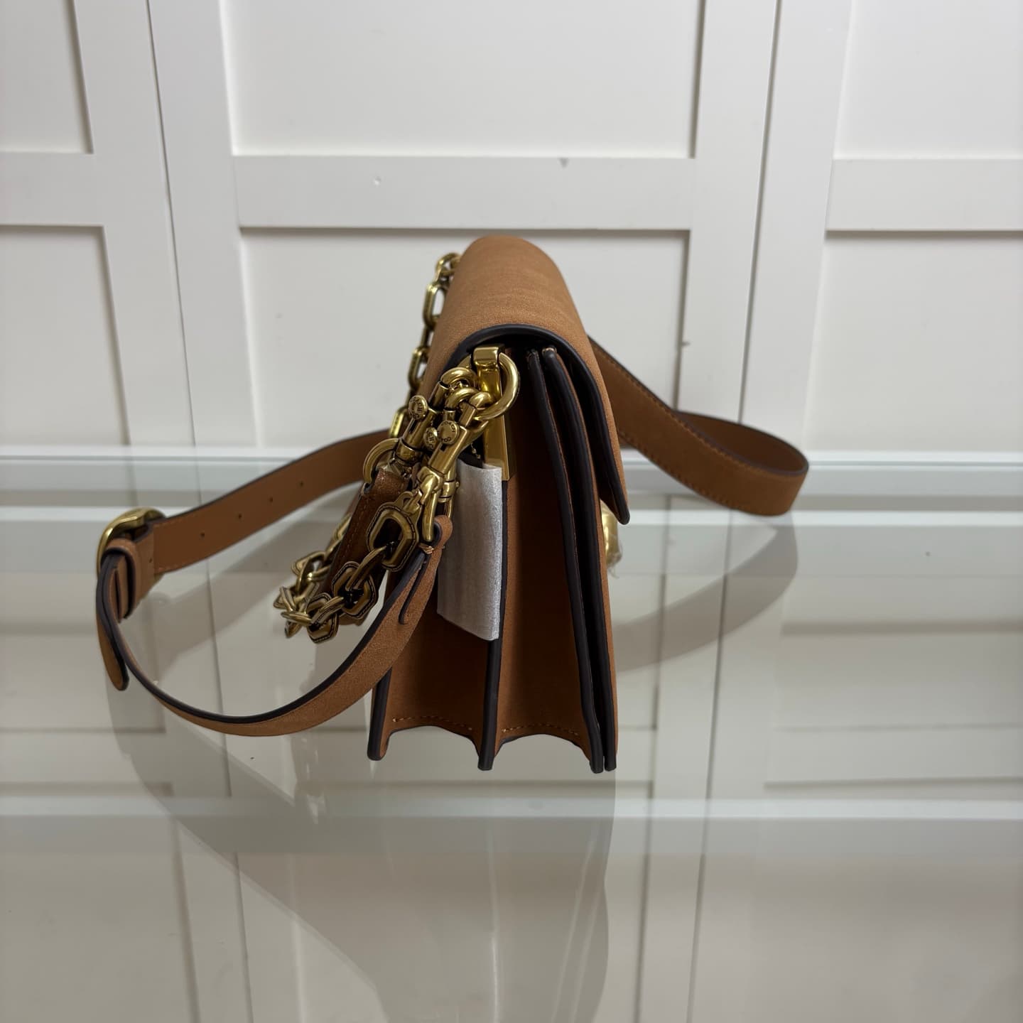 Coach Small Chain Tabby Shoulder Bag  Brown Suede High