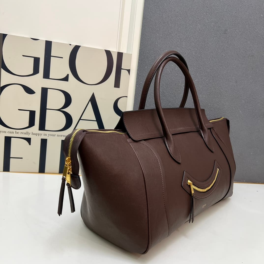 Celine BIG SMILE LUGGAGE IN Natural Supple Calfskin DEEP BROWN High