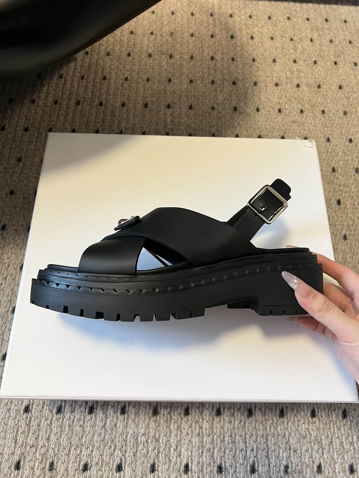 Prada Soft Rubber Crisscross Strap Sandal shoes Women