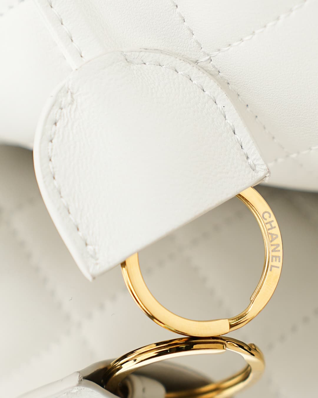 Chanel Clutch with Leather Strap Lambskin & Gold-tone Metal AP5228 White  A