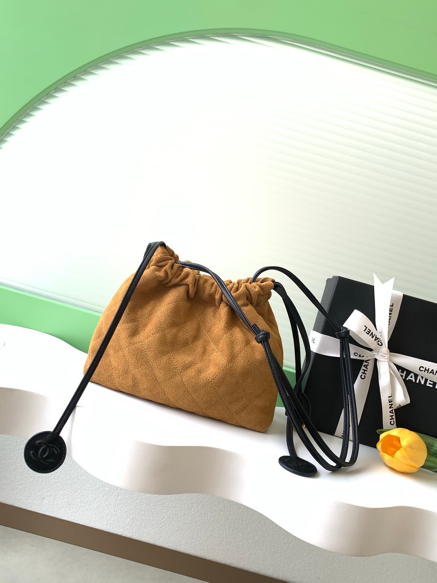 Chanel Clutch with Leather Strap Suede Calfskin & Gold-tone Metal AP5227 Camel A