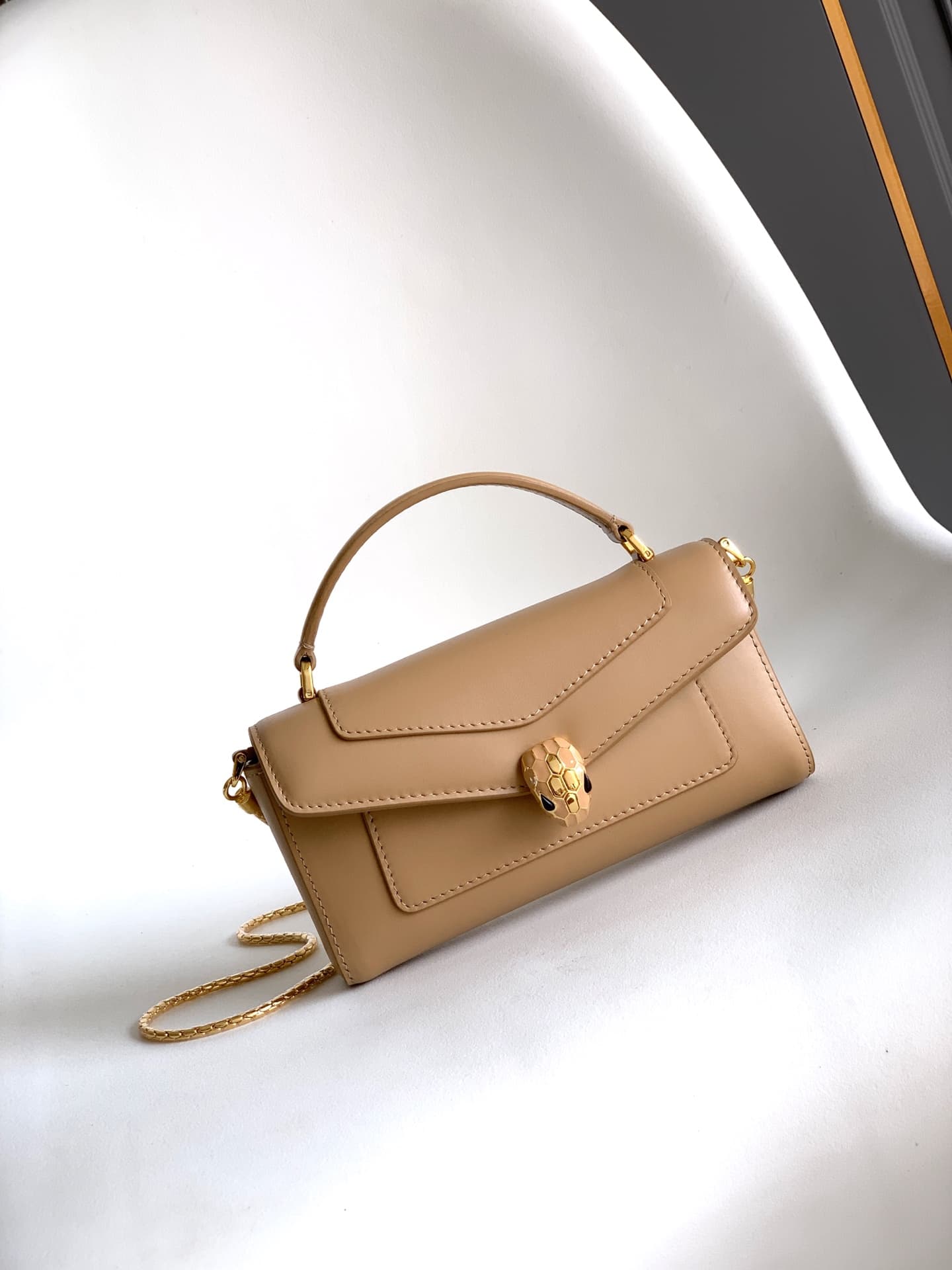 Bvlgari Serpenti Forever shoulder bag in beige calf leather high
