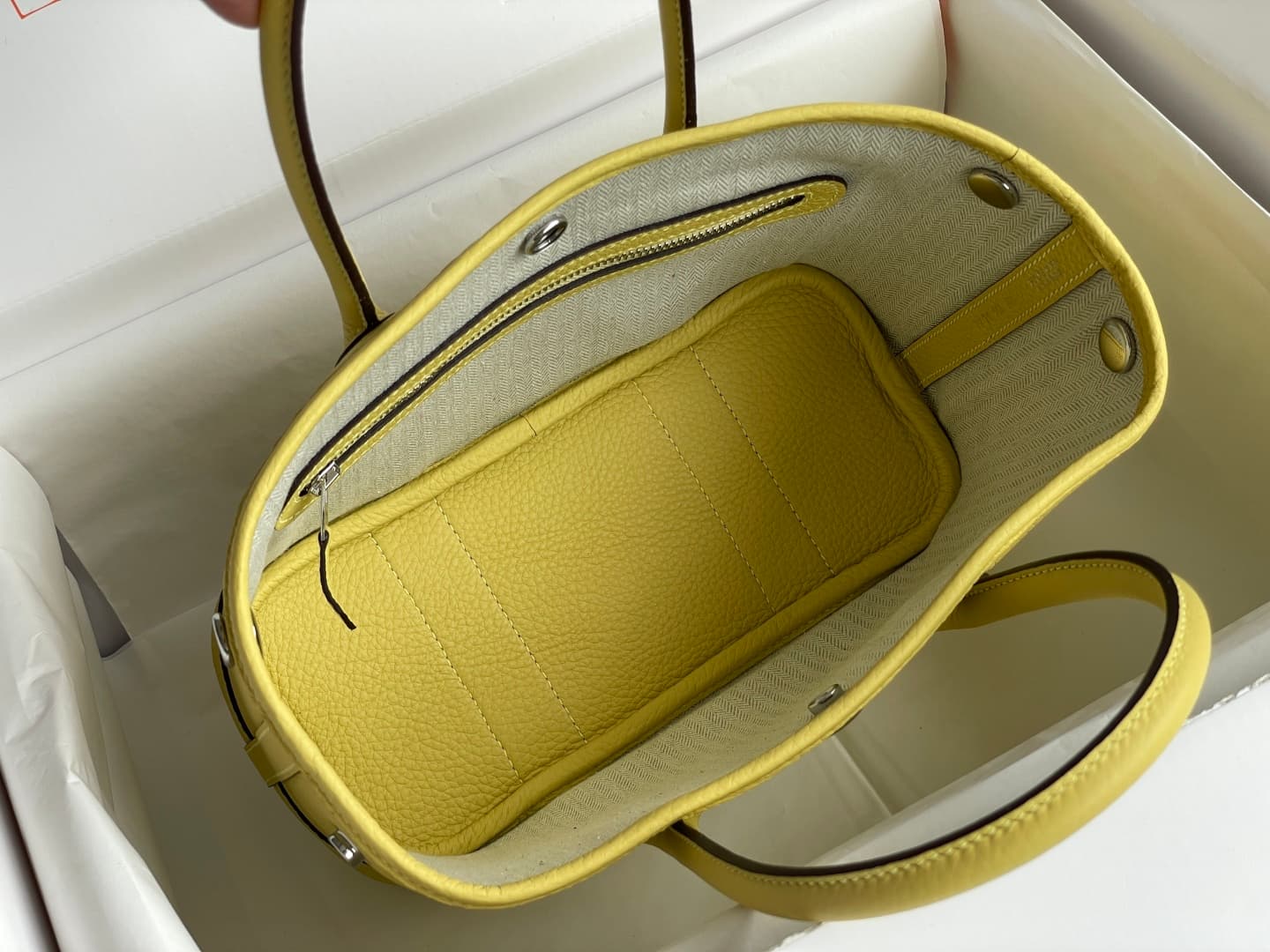Hermes Garden Party 23 bag in Jaune Poussin Togo Leather WAX High