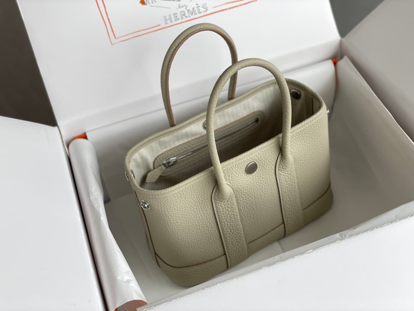 Hermes Garden Party 23 bag in Beton Togo Leather WAX High