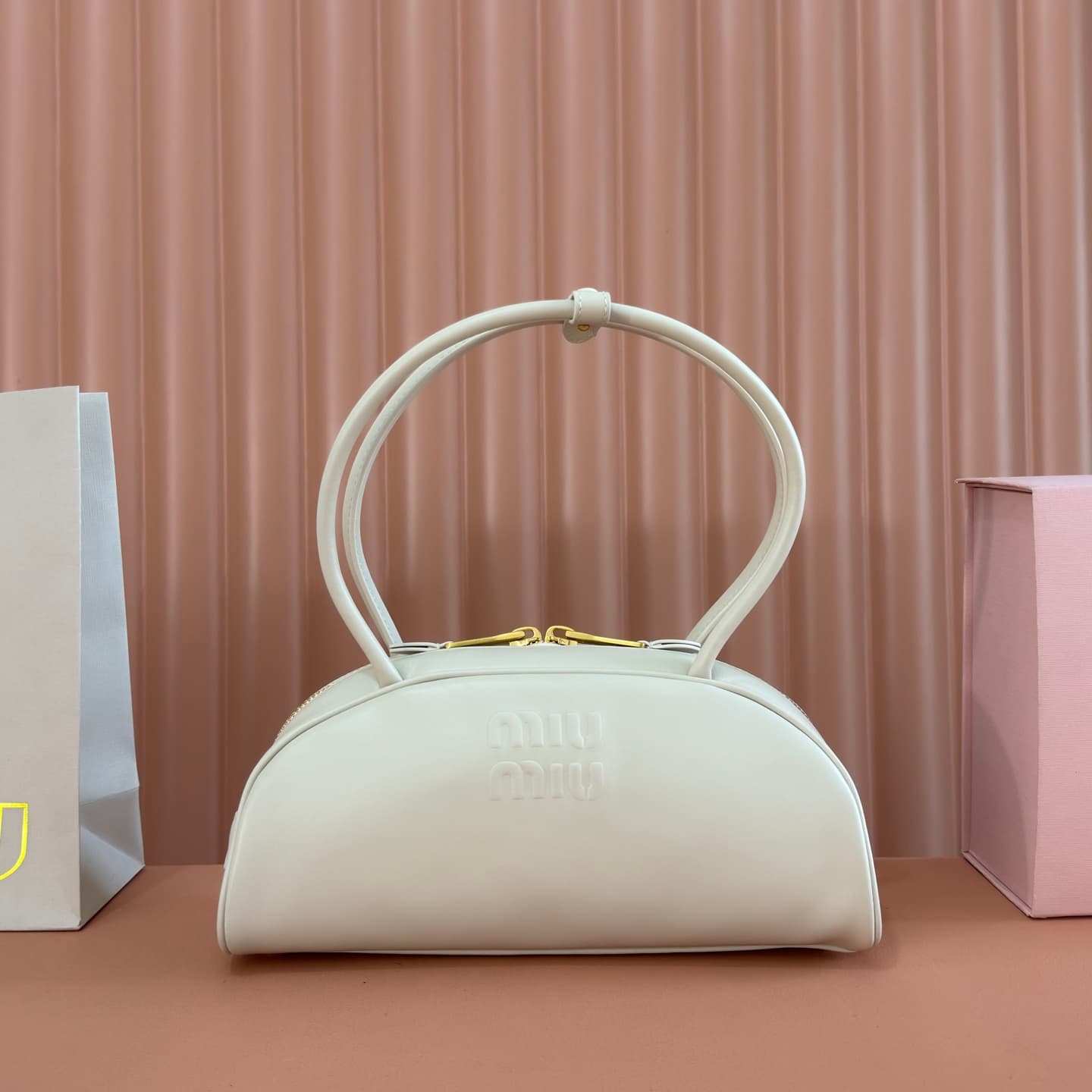 Miu Miu Chalk White Beau Leather Bag 5BB193 TOP