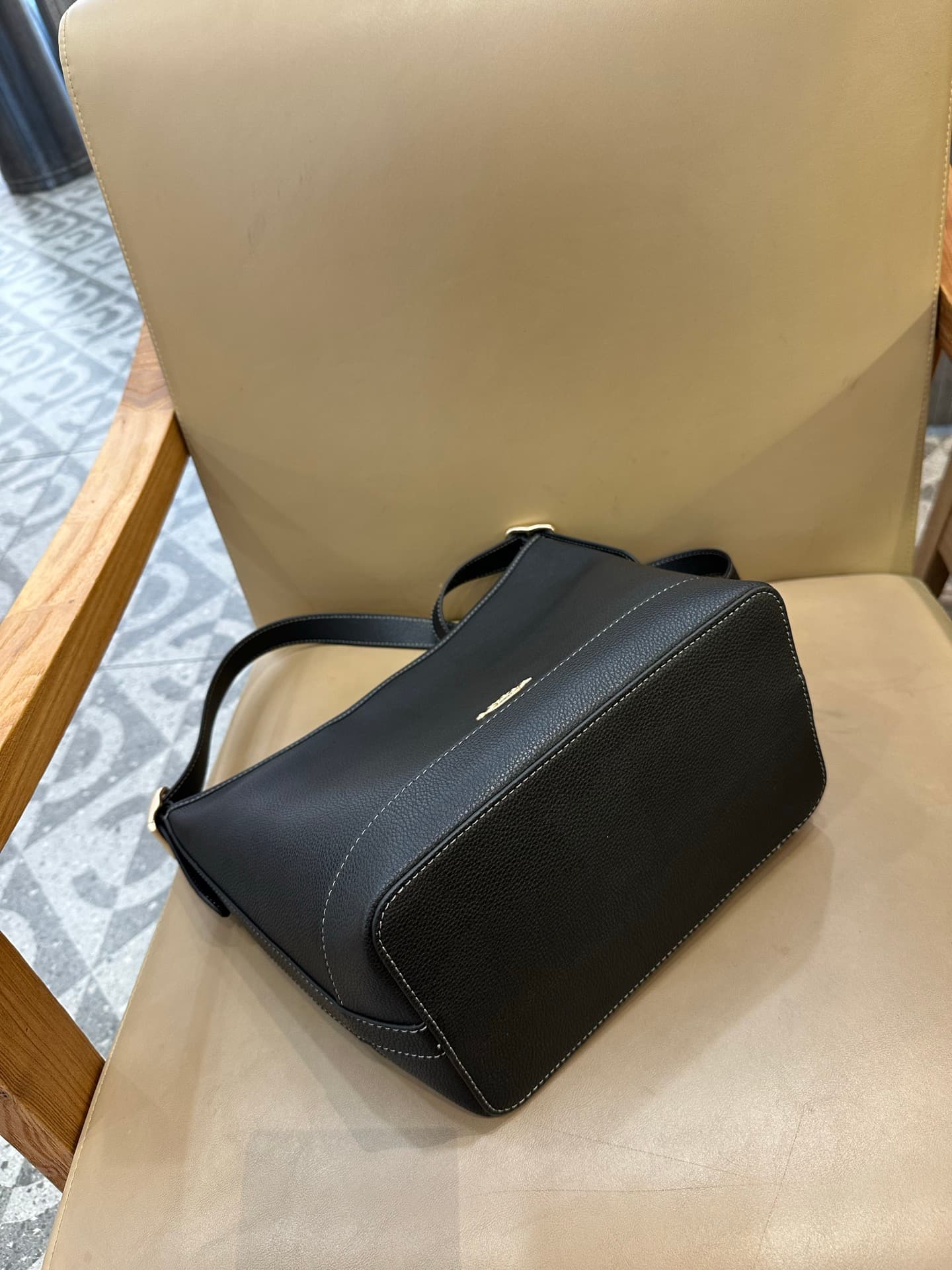 Coach Jude Duffle Bag in Grained Calfskin with Black Leather High