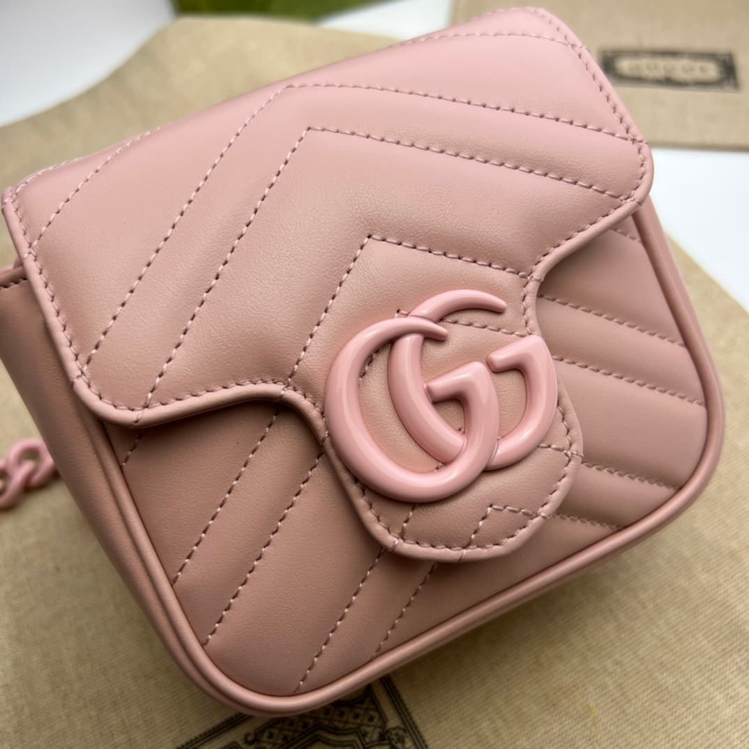Gucci GG Marmont belt bag ‎739599 pink High