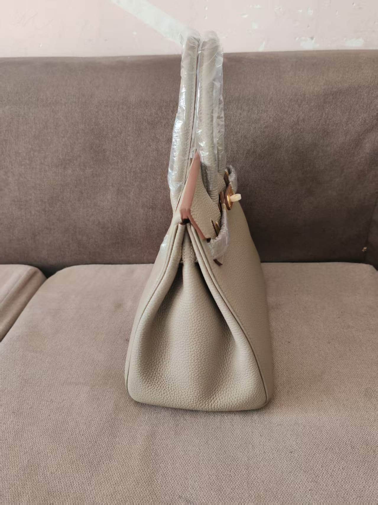 Hermes Birkin 25/30/35cm Bag Calfskin Silver/Gold Metal In Tourterelle High