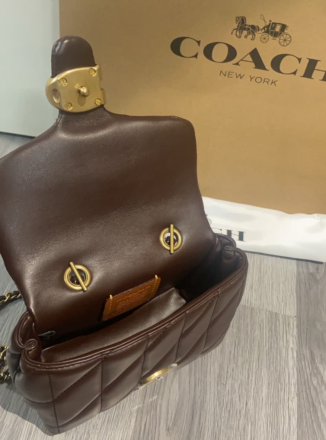 COACH Tabby Top Handle Bag With Quilting Coffee High