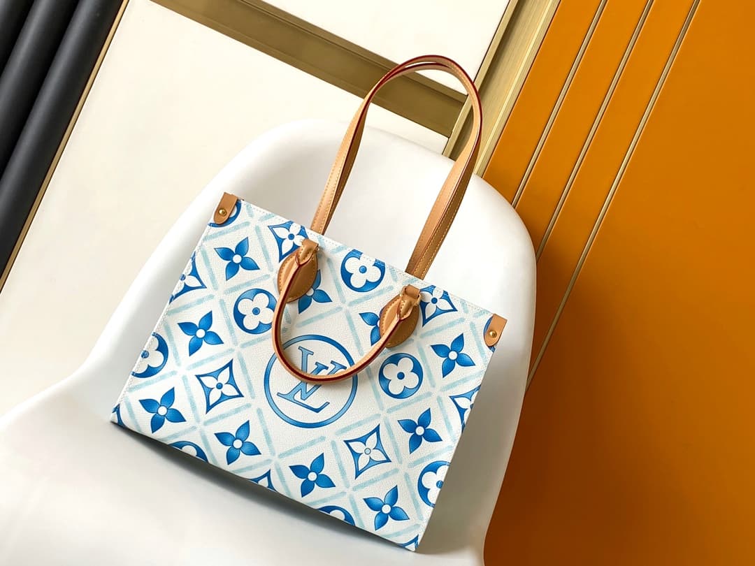 Louis Vuitton OnTheGo Tote bag in Lagoon Blue Monogram Tiles Canvas M11262 High