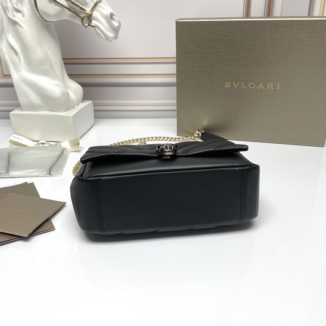 Bulgari Serpenti Cabochon Crossbody Bag in black leather high