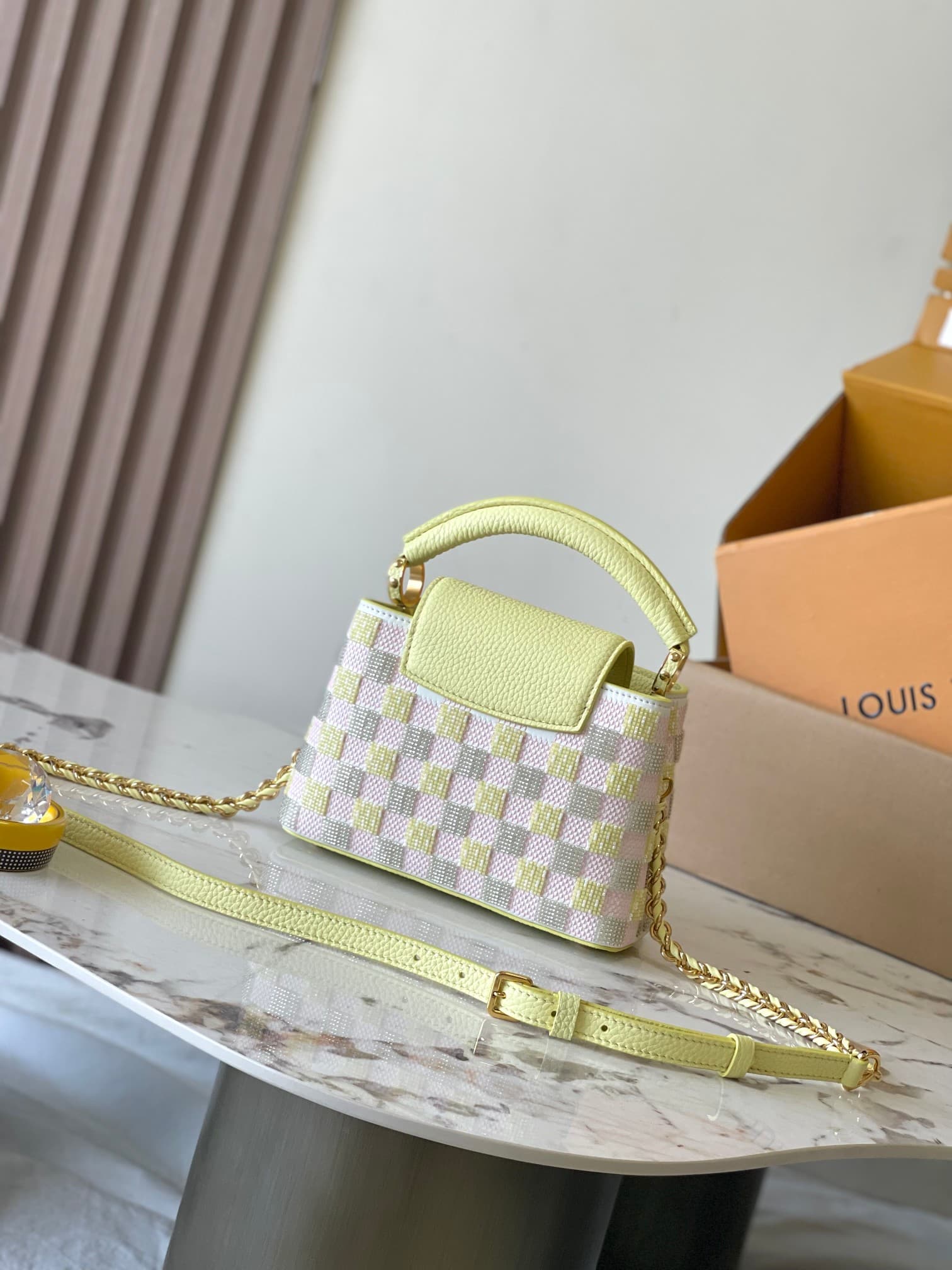Louis Vuitton Capucines Mini Smooth calfskin and beads M24809 Yellow/Pink Top