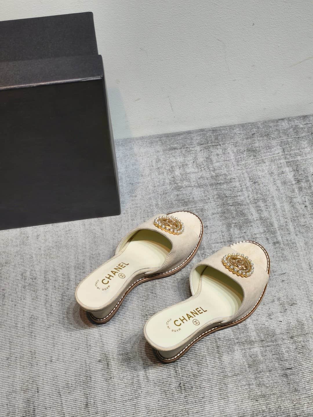 Chanel Suede Wedge Sandal Shoes