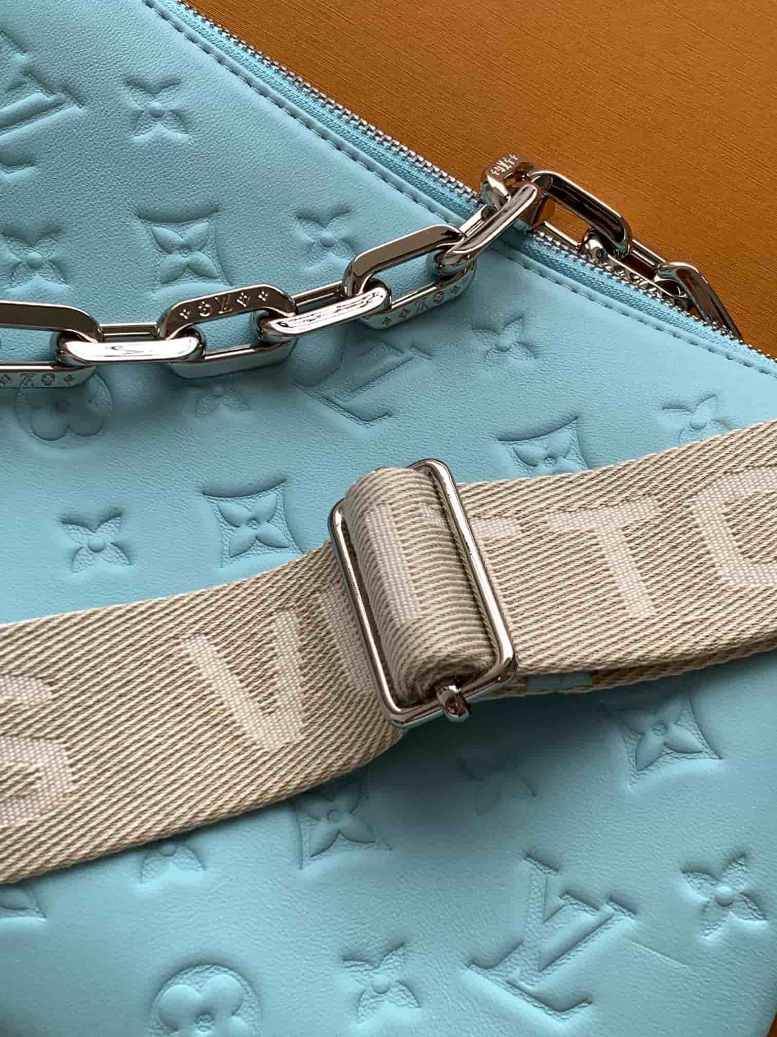 Louis Vuitton Coussin PM Hazy Blue Monogram-embossed puffy lambskin M21197 High