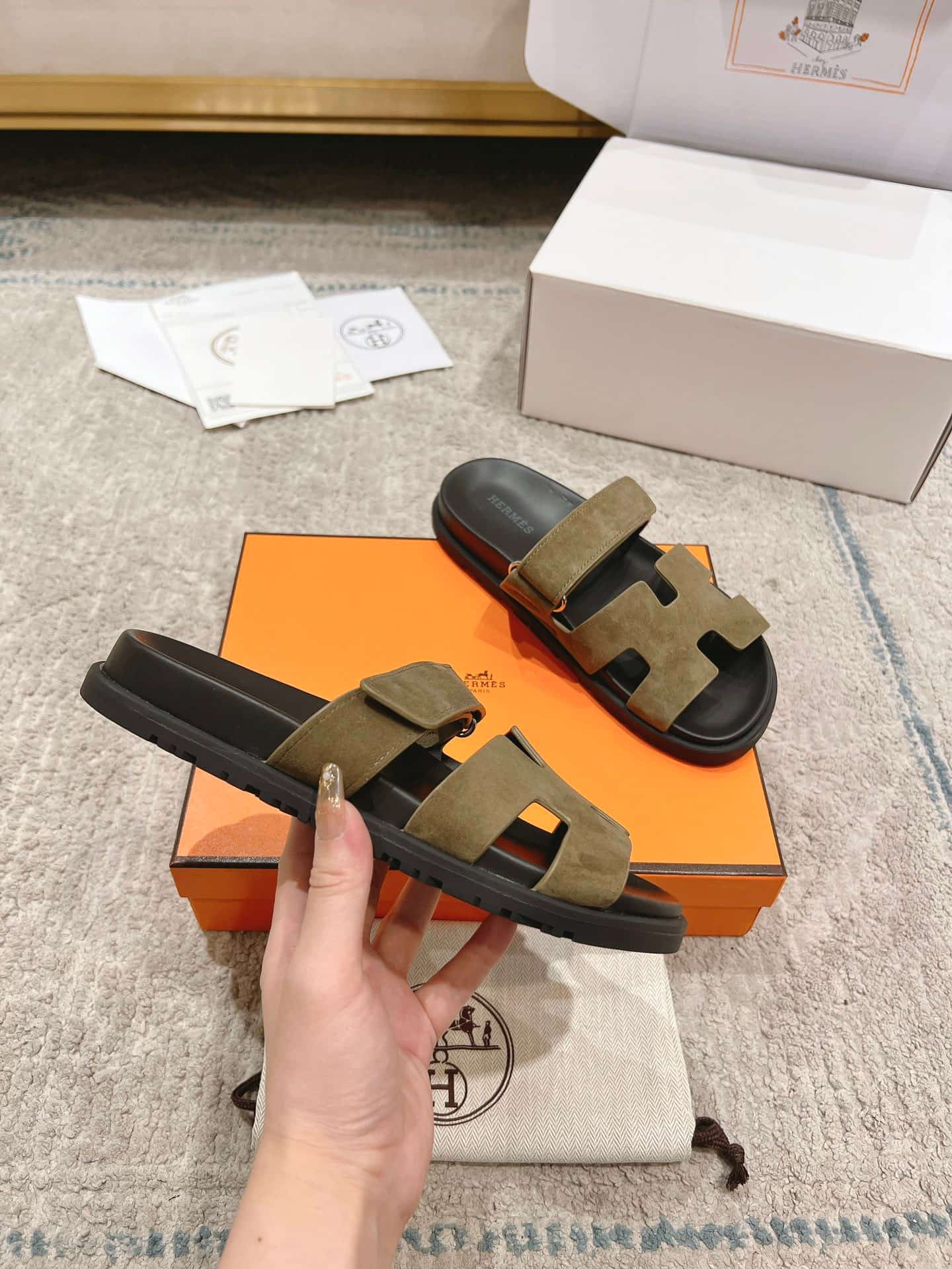 Hermès Chypre braided suede sandals Women Men
