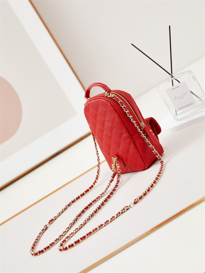 Chanel Mini Backpack Grained Calfskin Gold-Tone Metal AP3753 Red A