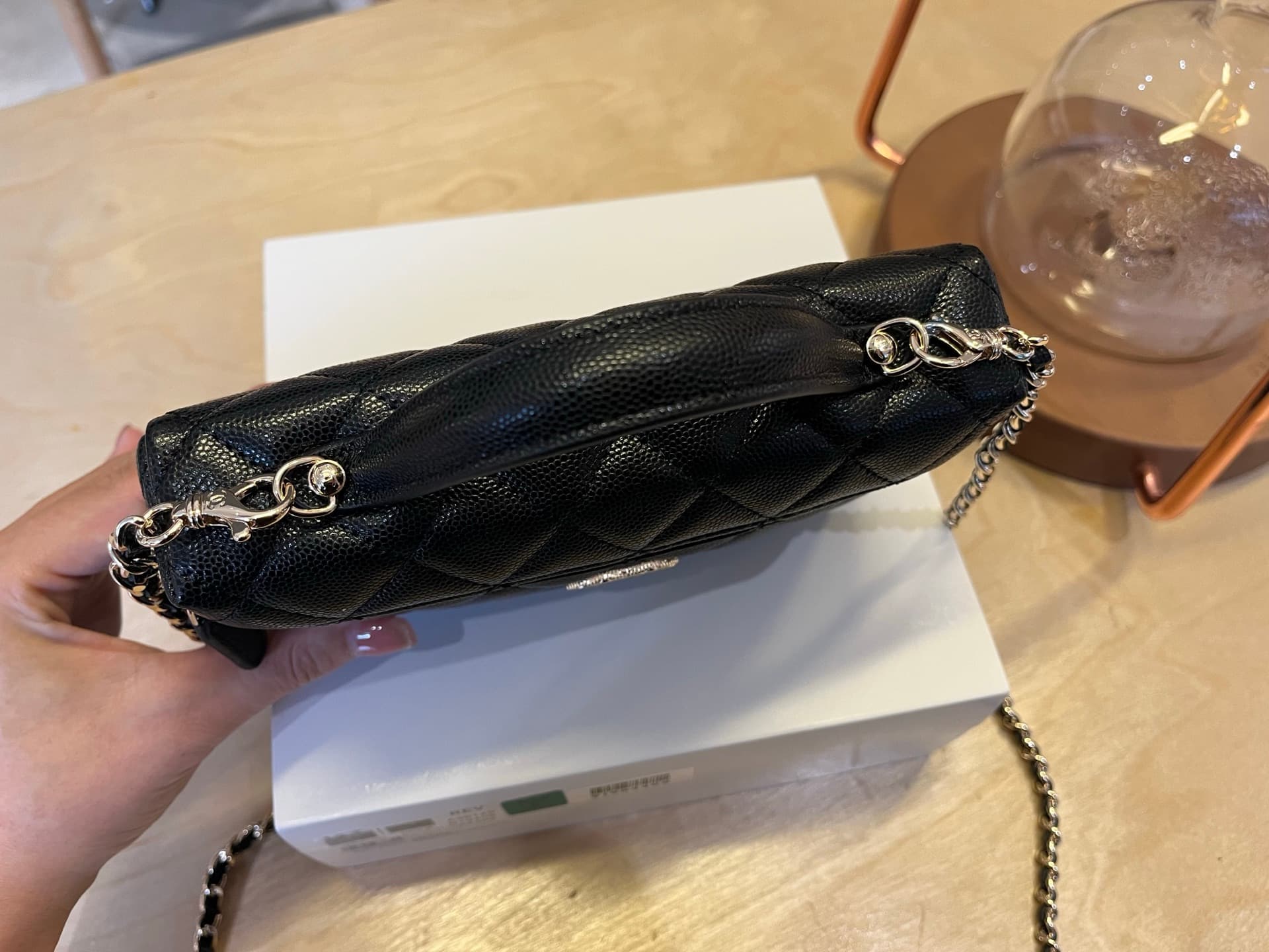 Chanel Vanity with Chain Grained Shiny Calfskin & Gold-Tone Black A96140 A