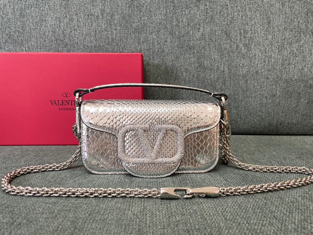 Valentino Garavani MINILOC mini shoulder bag 1133S Calfskin Silver High
