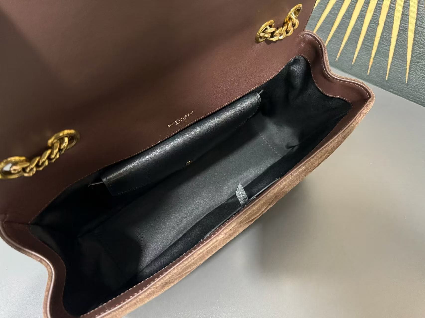 Saint Laurent LOULOU Medium in MATELASSÉ Suede BROWN COFFEE High