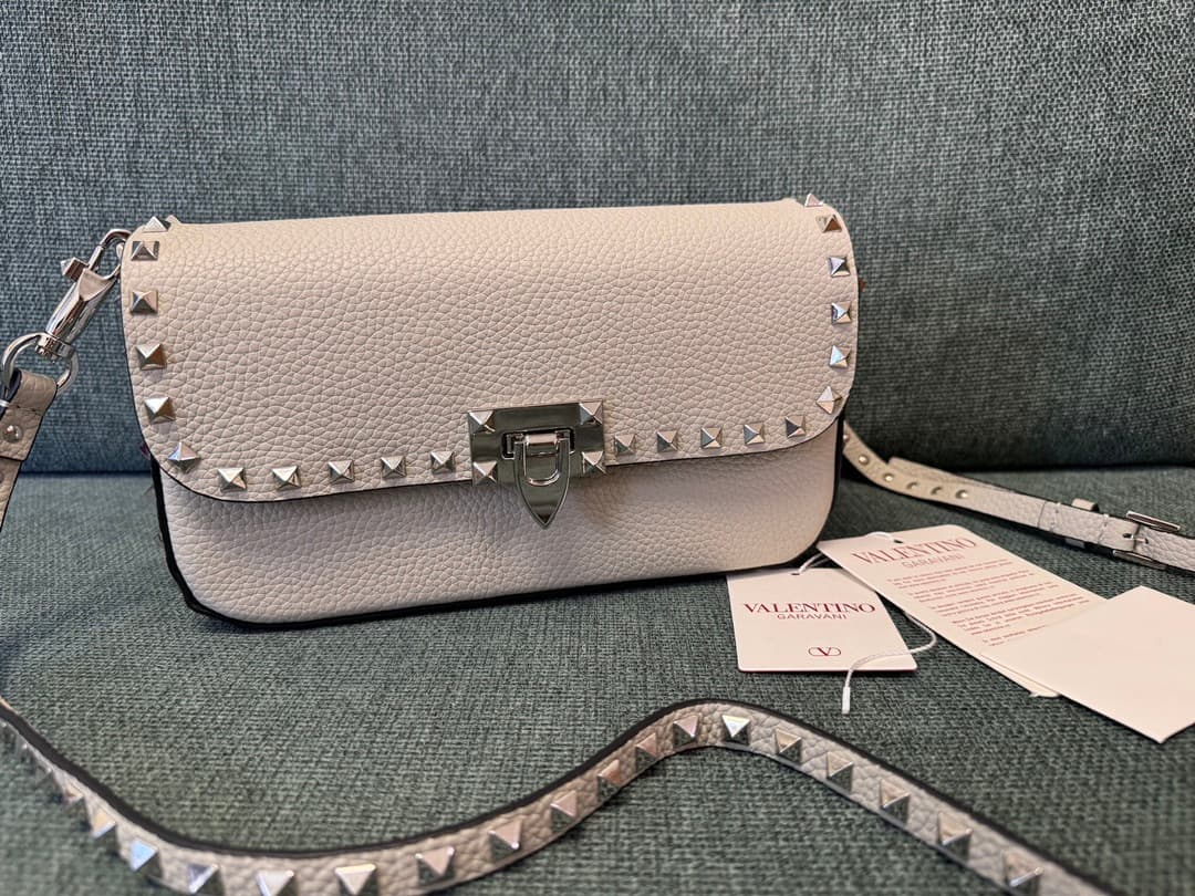Valentino Garavani Small Rockstud Shoulder Bag Grey High